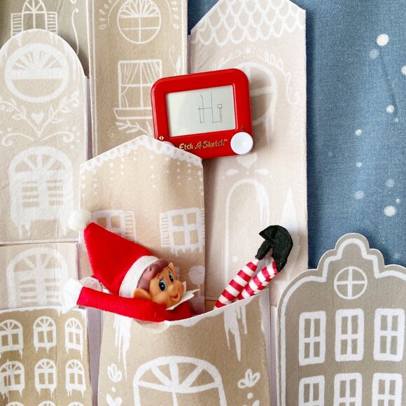 Large Handmade Gingerbread Town Holiday Advent Countdown Pocket Calendar - Picture 4 of 14